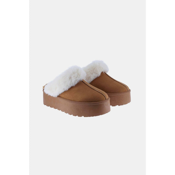 Weeboo Thick Bottom Fur Trim Snow Slippers