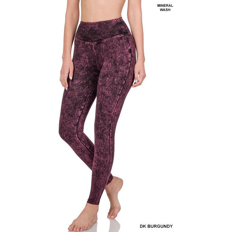 Mineral Washed Wide Waistband Yoga Leggings