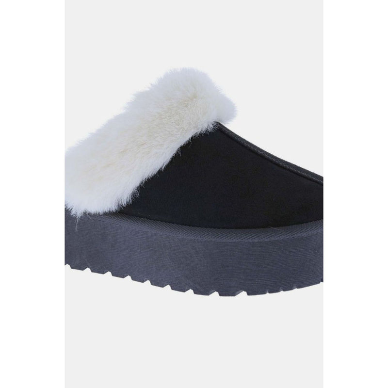 Weeboo Thick Bottom Fur Trim Snow Slippers