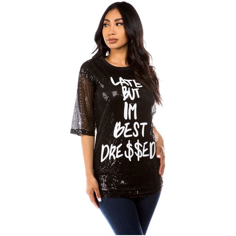 "BEST DRESSSED"  SEQUIN T-SHIRT