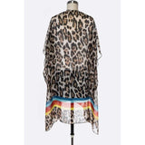 Color Stripe Leopard Kimono