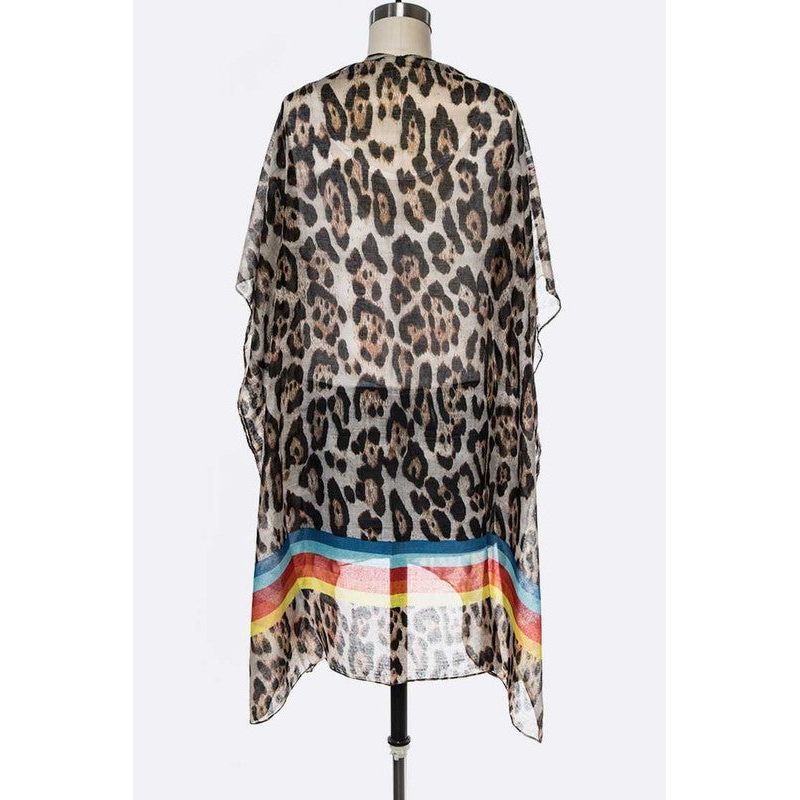 Color Stripe Leopard Kimono