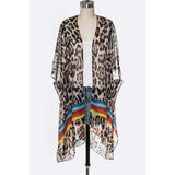 Color Stripe Leopard Kimono