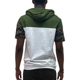 Camo and Solid Design Block Hooded Shirt