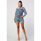 LONG SLEEVE DENIM ROMPER