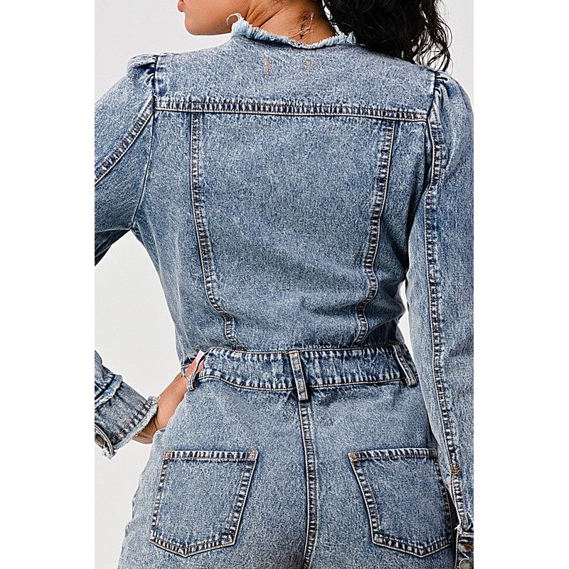 LONG SLEEVE DENIM ROMPER