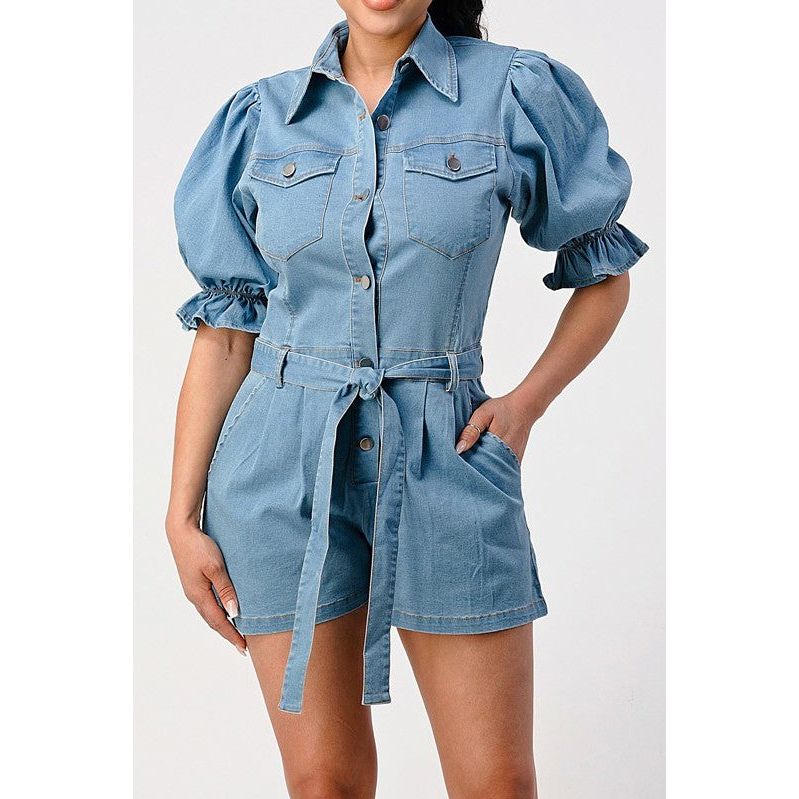 DENIM BUTTON DOWN ROMPER