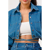 CASUAL CROPPED LONG SLEEVE DENIM JACKET