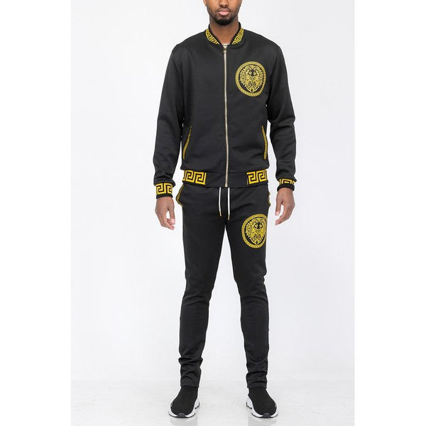 Mens Black and Gold Detail Track Suit