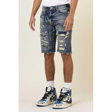 Boro Stitch Heavy Rip 7 Repair Denim Shorts