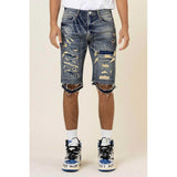 Boro Stitch Heavy Rip 7 Repair Denim Shorts