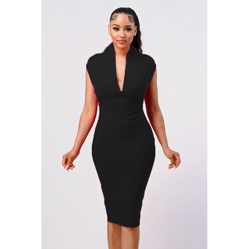 BANDAGE SLEEVLESS MIDI DRESS