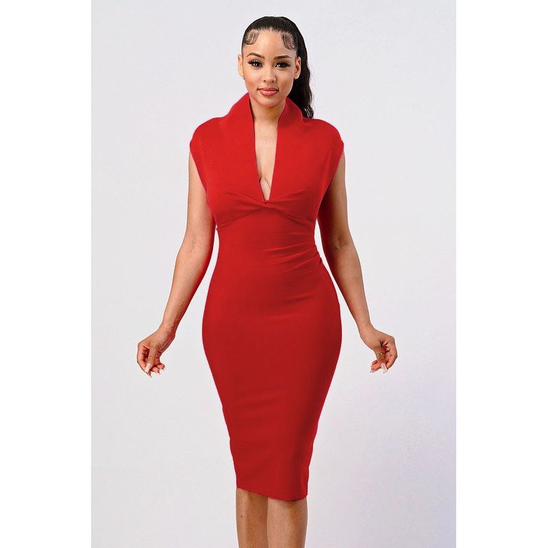 BANDAGE SLEEVLESS MIDI DRESS