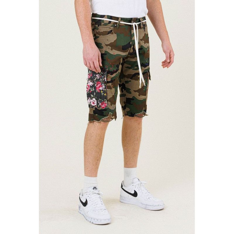 Flowers Patch Camo Cargo Short