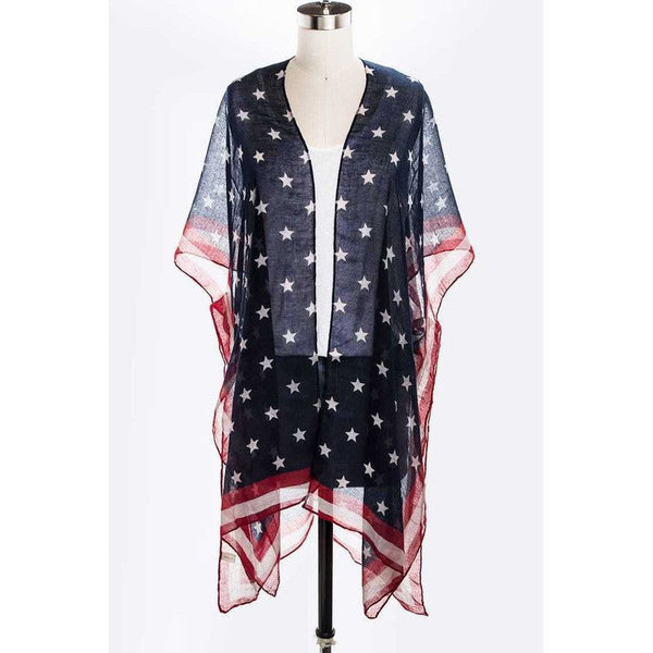 Flag Print Light Weight Kimono