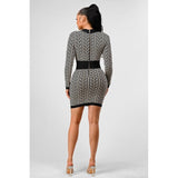 ATHINA BLACK AND WHITE PRINT BANDAGE DRESS