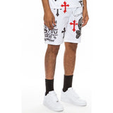 Mens Chrome Cross Skull Shorts