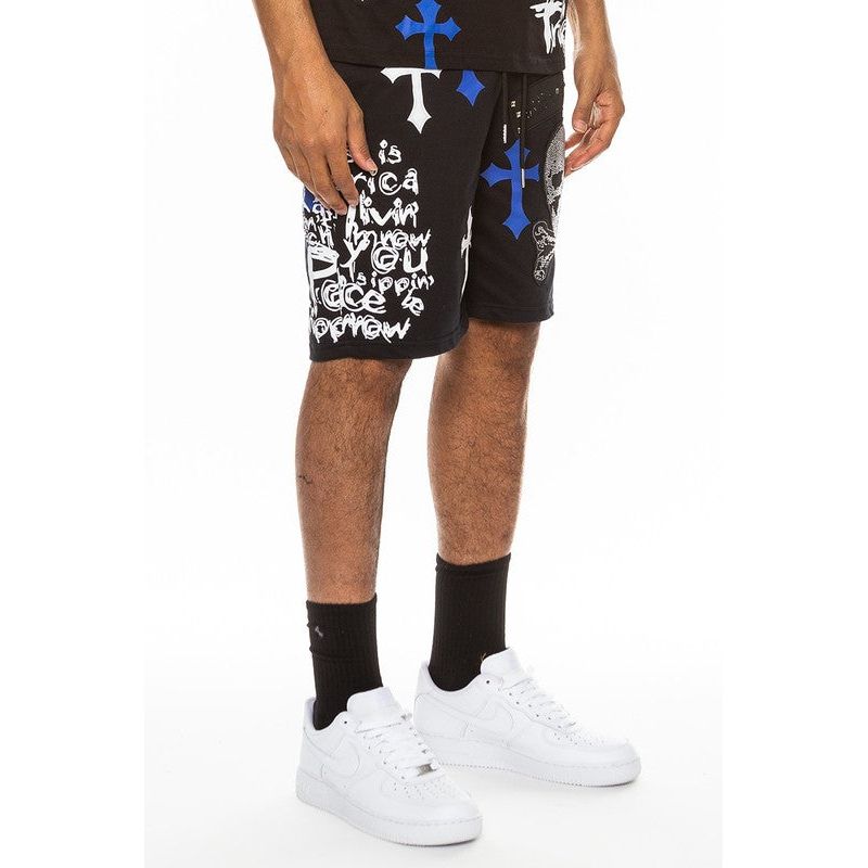 Mens Chrome Cross Skull Shorts