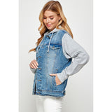 Women's Denim  Jacket with Fleece Hoodies