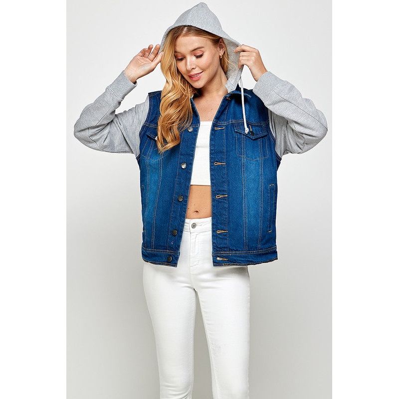 Women's Denim  Jacket with Fleece Hoodies