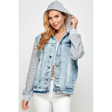 Women's Denim  Jacket with Fleece Hoodies