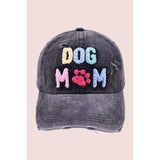 Dog Mom Chenille Patch Distressed Hat Cap