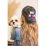 Dog Mom Chenille Patch Distressed Hat Cap