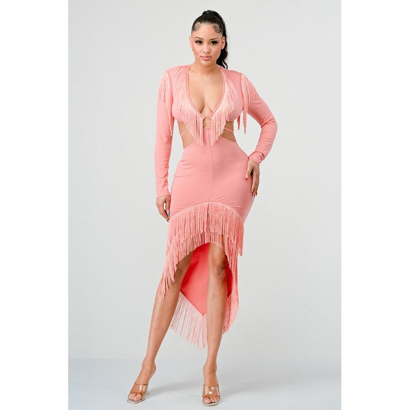 SWEETHEART TASSEL BANDAGE DRESS