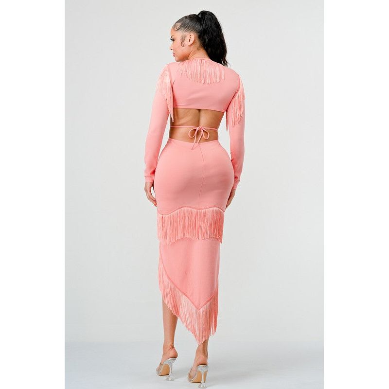 SWEETHEART TASSEL BANDAGE DRESS