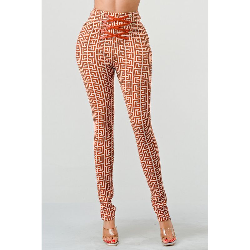 Geometric Glamour: High-Waisted Patterned Pants