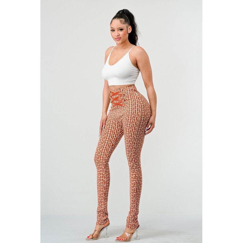 Geometric Glamour: High-Waisted Patterned Pants