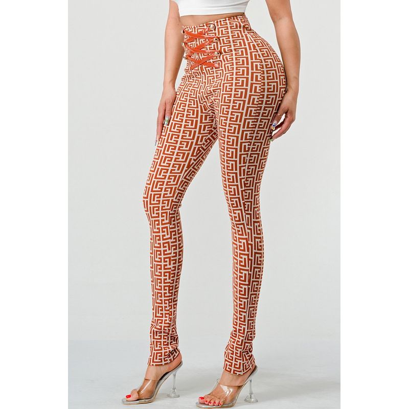 Geometric Glamour: High-Waisted Patterned Pants