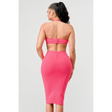 HALTER HOLLOW OUT BODYCON BANDAGE DRESS