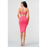 HALTER HOLLOW OUT BODYCON BANDAGE DRESS