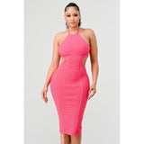 HALTER HOLLOW OUT BODYCON BANDAGE DRESS