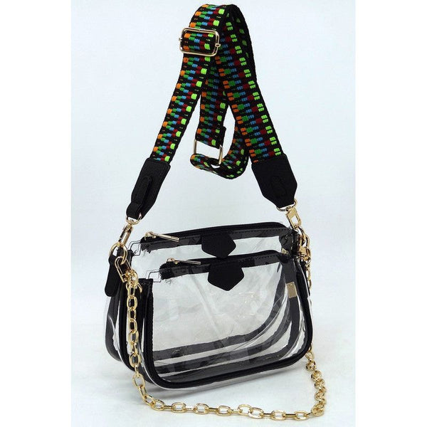 See Thru Clear 2-in-1 Crossbody Bag Guitar Strap