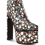 Fancy Mirror Embellished Platform High Heel Boots