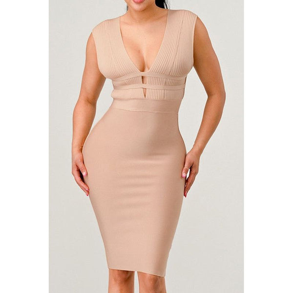 NATURALLY CHIC BANDAGE DRESS