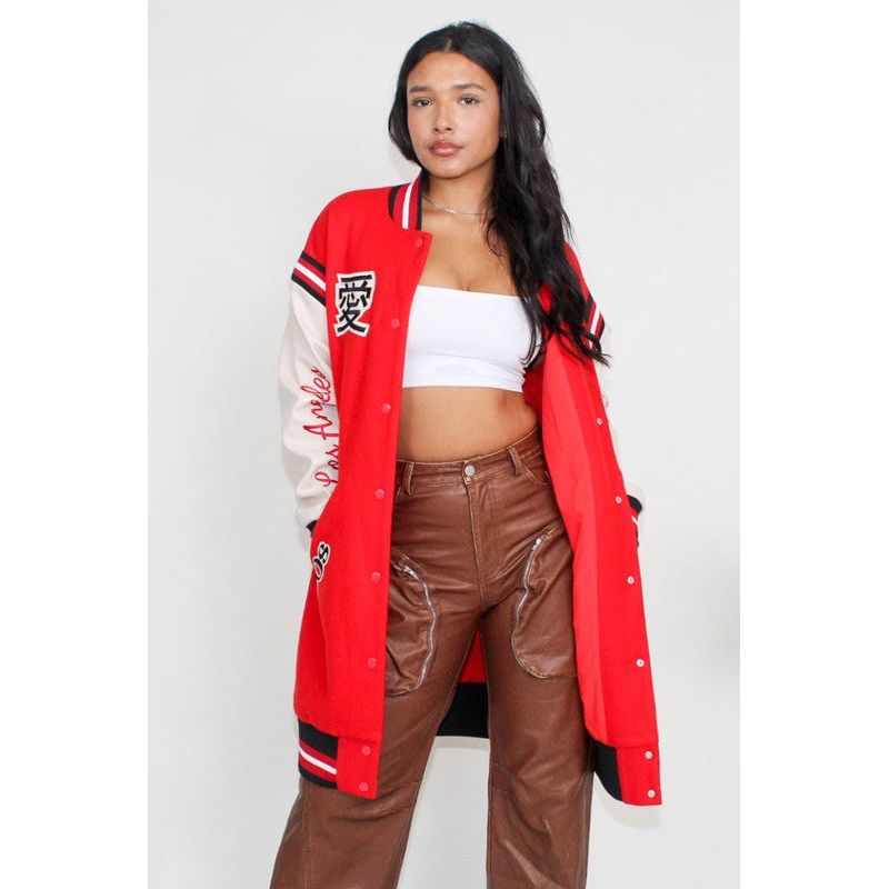 Long Fit Letterman Jacket