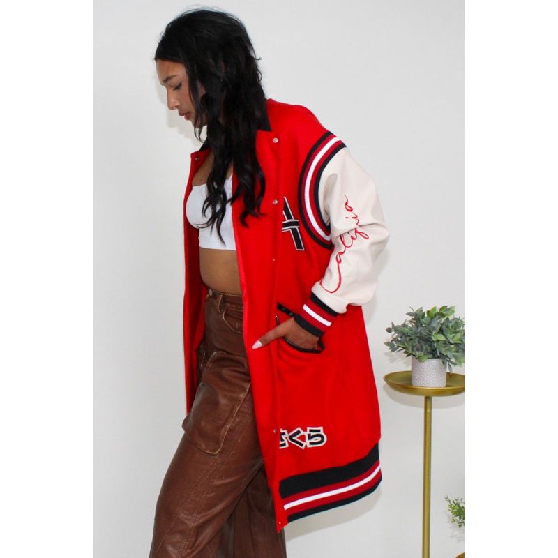 Long Fit Letterman Jacket