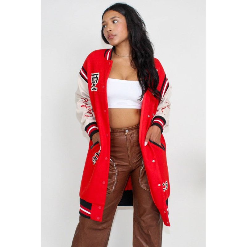 Long Fit Letterman Jacket