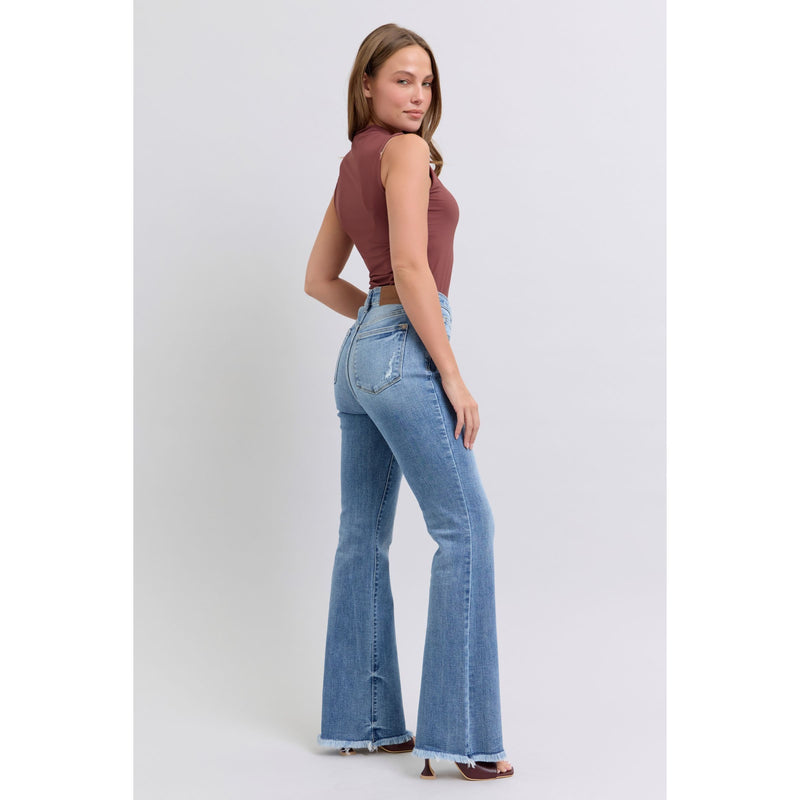 Judy Blue Raw Hem High Rise Bootcut Jeans