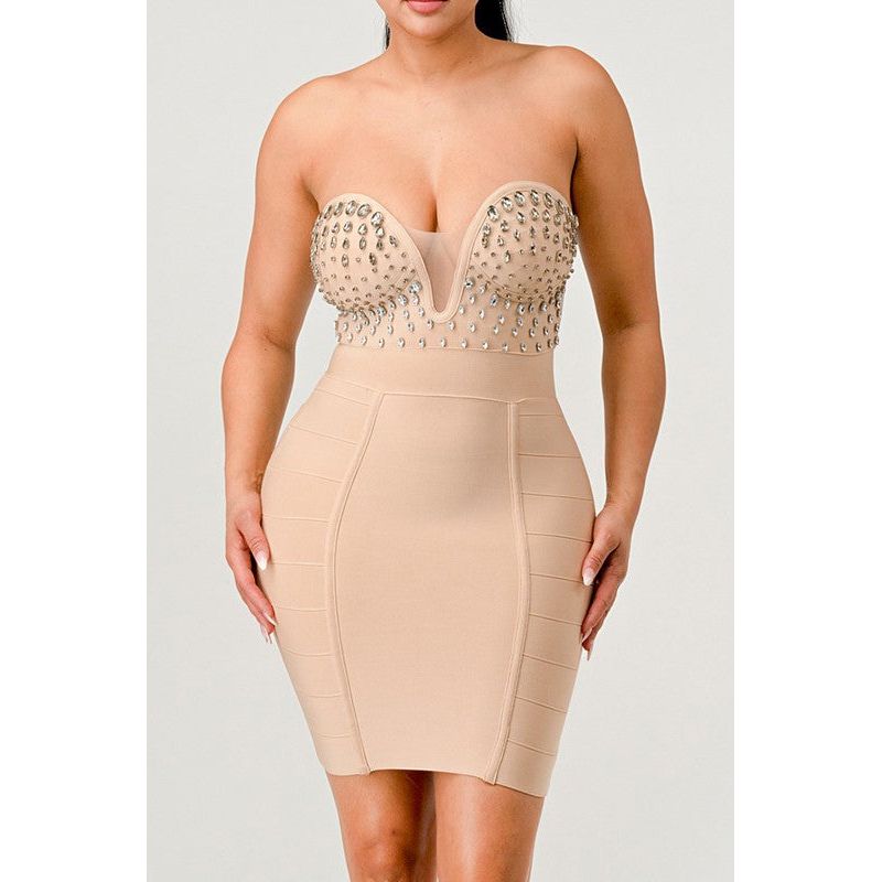 Betting on you casual embellished bandage dress