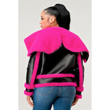 Statement pink Faux Fur Aviator Jacket