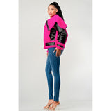 Statement pink Faux Fur Aviator Jacket