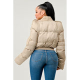 Plush Puff Sleeve Bomber Jacket