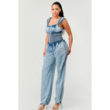 Chambray Charm Ruffled Jumpsuit