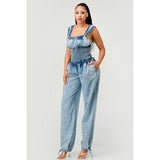 Chambray Charm Ruffled Jumpsuit