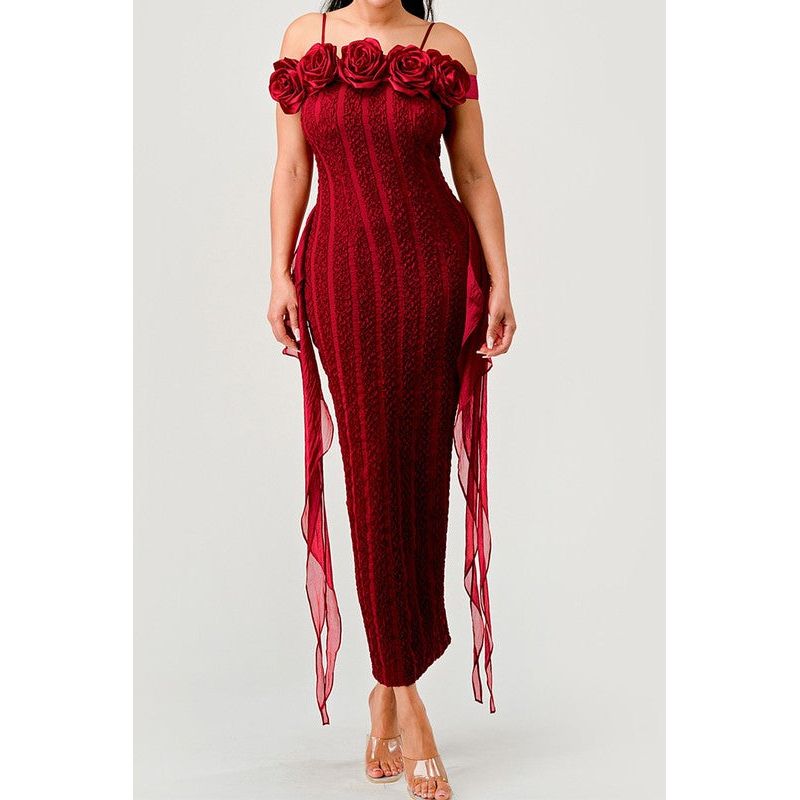 Enchanting Rose Off-Shoulder Dress