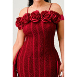 Enchanting Rose Off-Shoulder Dress